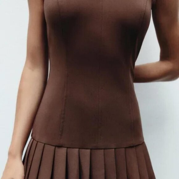 ZARA BOX PLEAT MINI DRESS - Picture 4 of 6